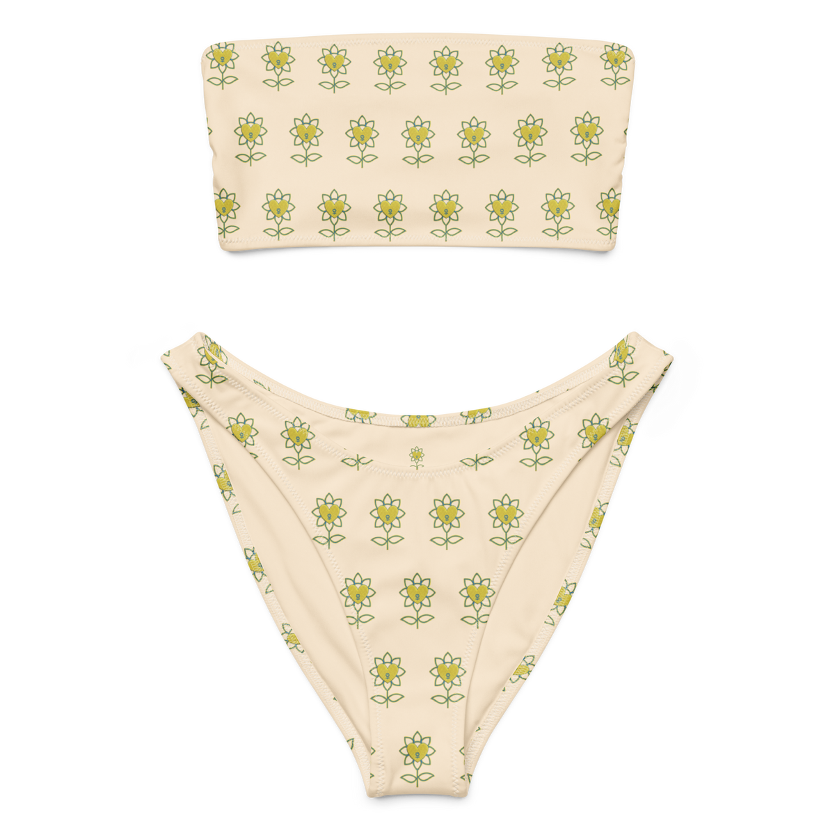 Flower Papaya Whip Recycled bandeau bikini - Alivwood