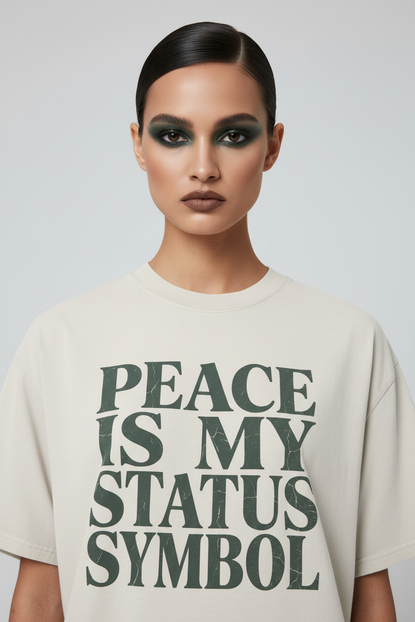Peace is my status symbol 2 Oversized faded t-shirt - Alivwood