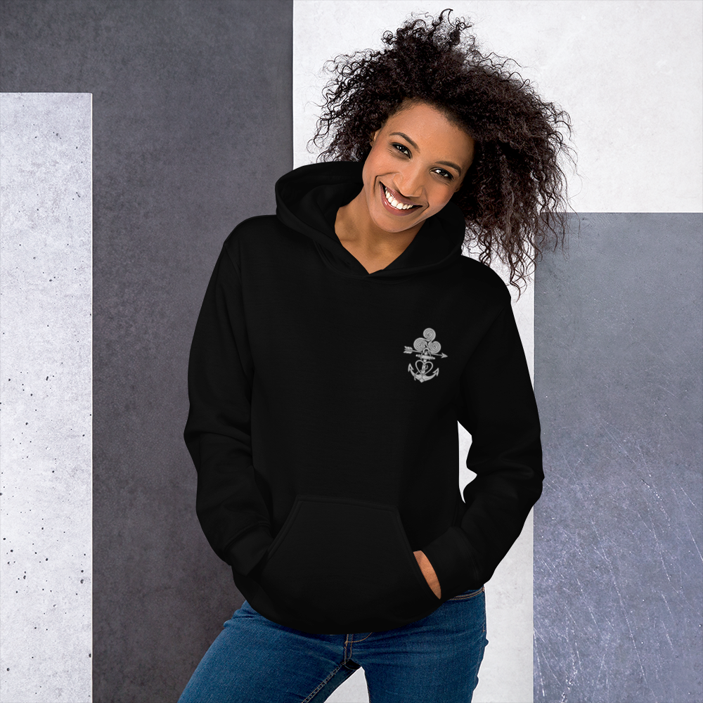 Tatoo AnchorArrowTriskelionHeart Embroidery Unisex Hoodie - Alivwood