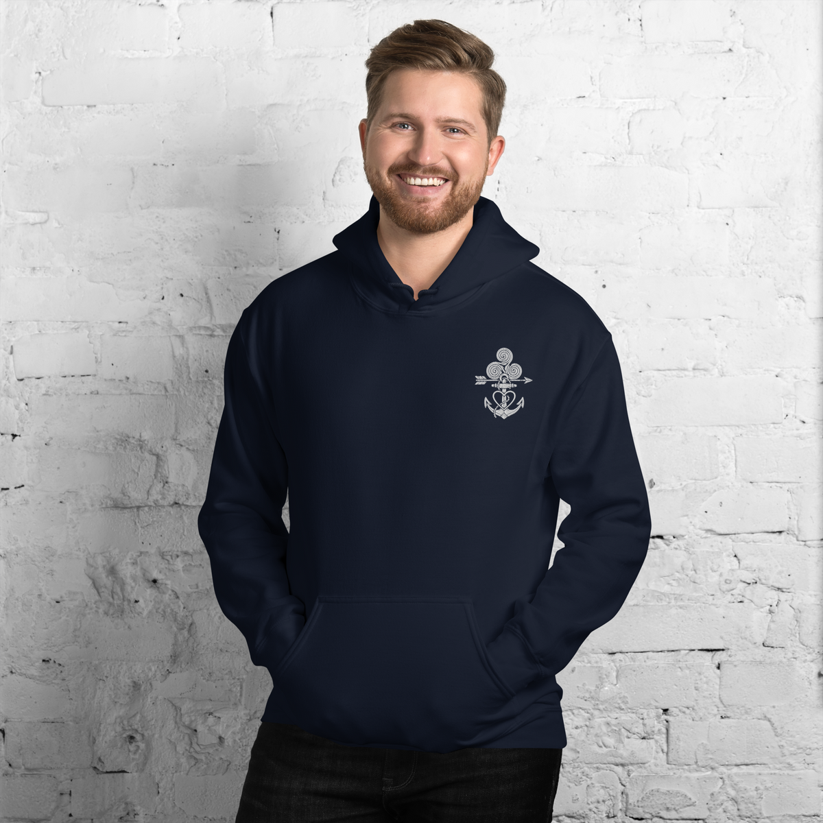 Tatoo AnchorArrowTriskelionHeart Embroidery Unisex Hoodie - Alivwood