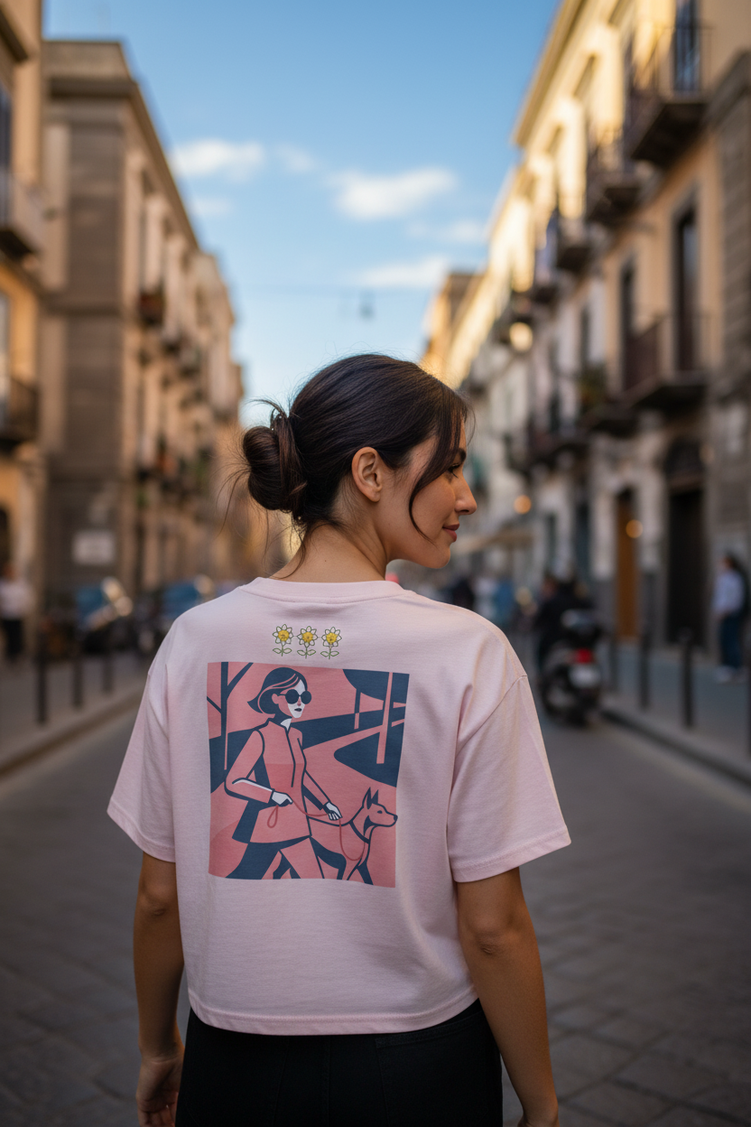 Rose Palette Woman with dog Women’s crop top - Alivwood