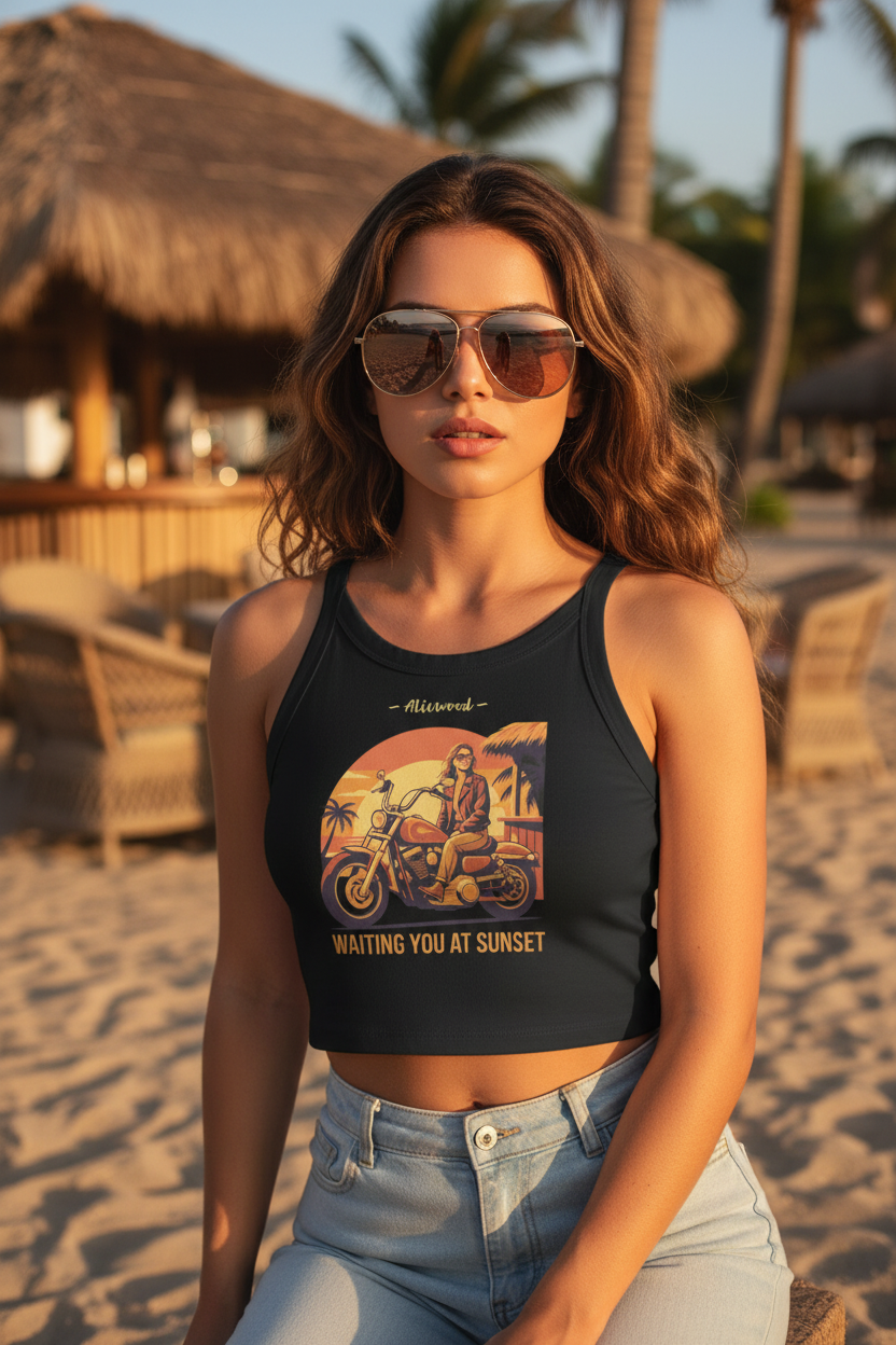 Waiting you at sunset Women’s micro-rib tank top - Alivwood