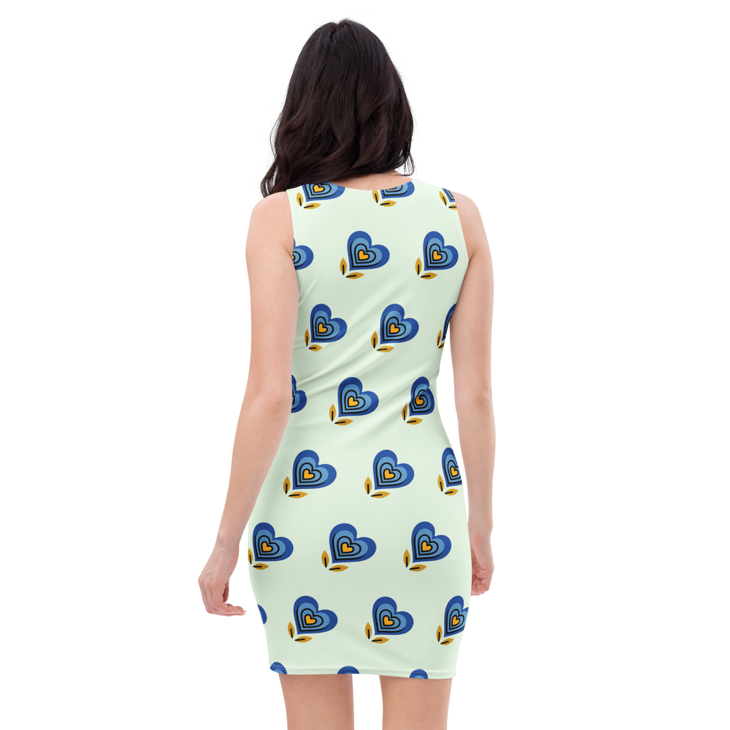 Blue Heart Honeydew Bodycon dress - Alivwood