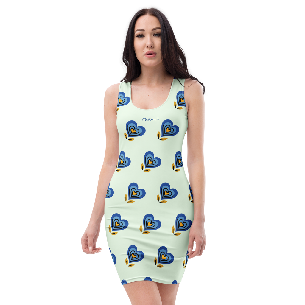Blue Heart Honeydew Bodycon dress - Alivwood