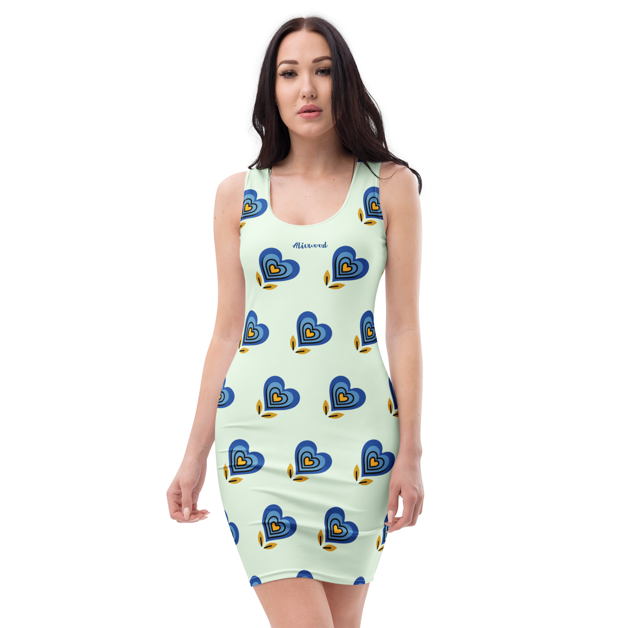 Blue Heart Honeydew Bodycon dress - Alivwood