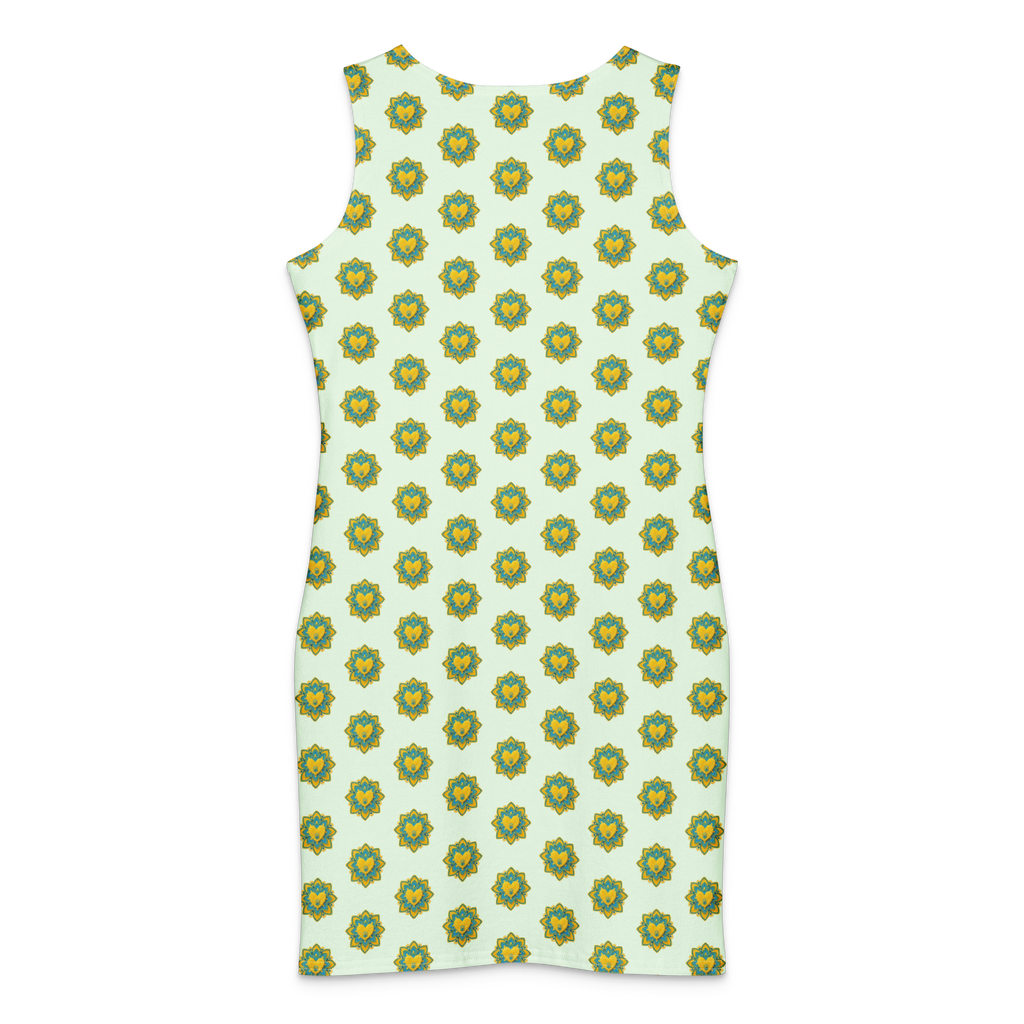 Flower Candy Honeydew Cotton bodycon dress - Alivwood