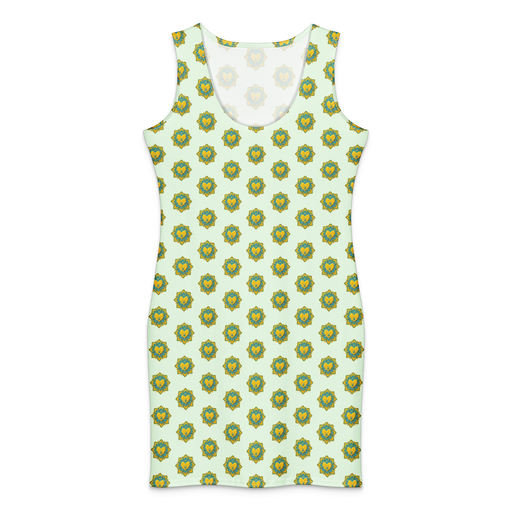 Flower Candy Honeydew Cotton bodycon dress - Alivwood