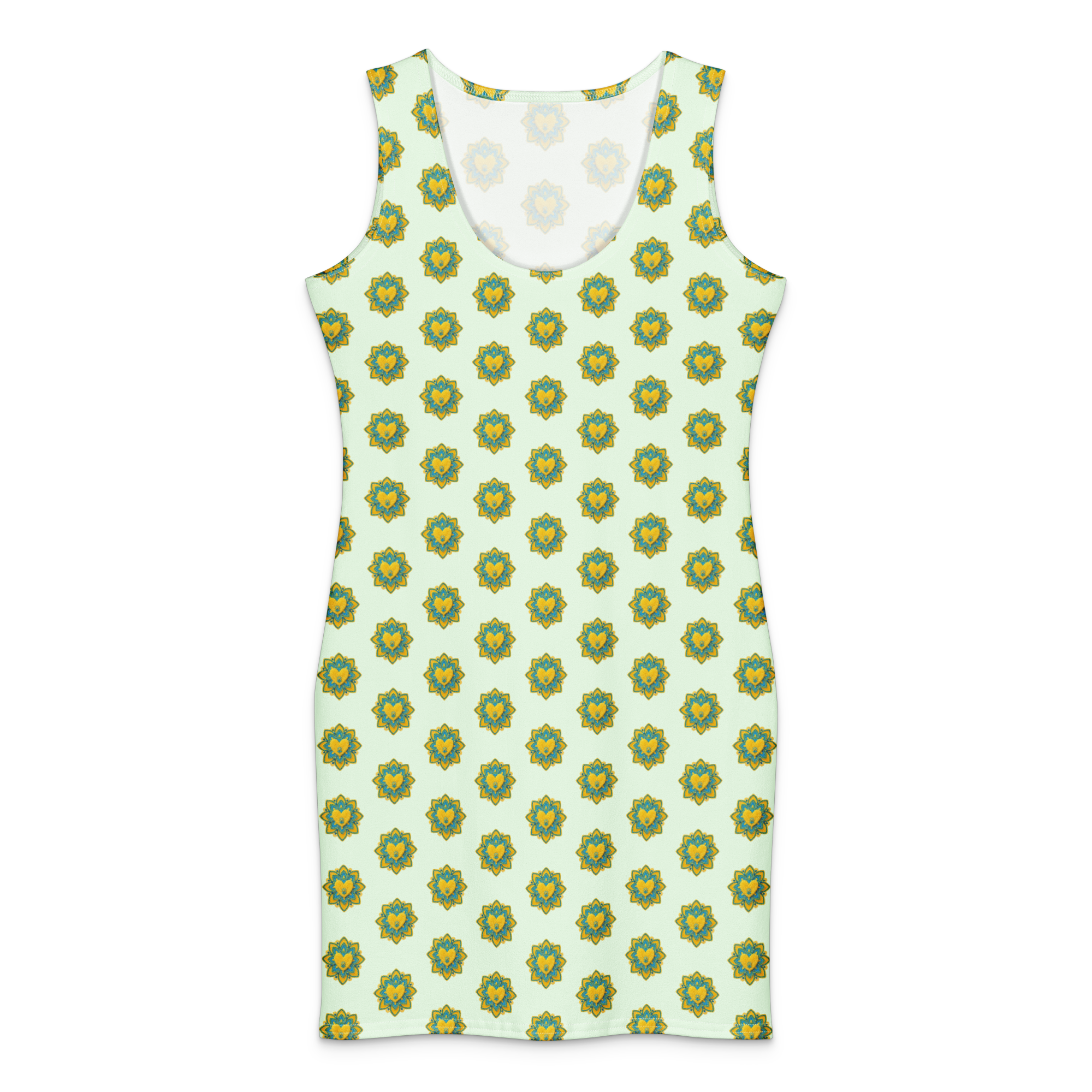 Flower Candy Honeydew Cotton bodycon dress - Alivwood
