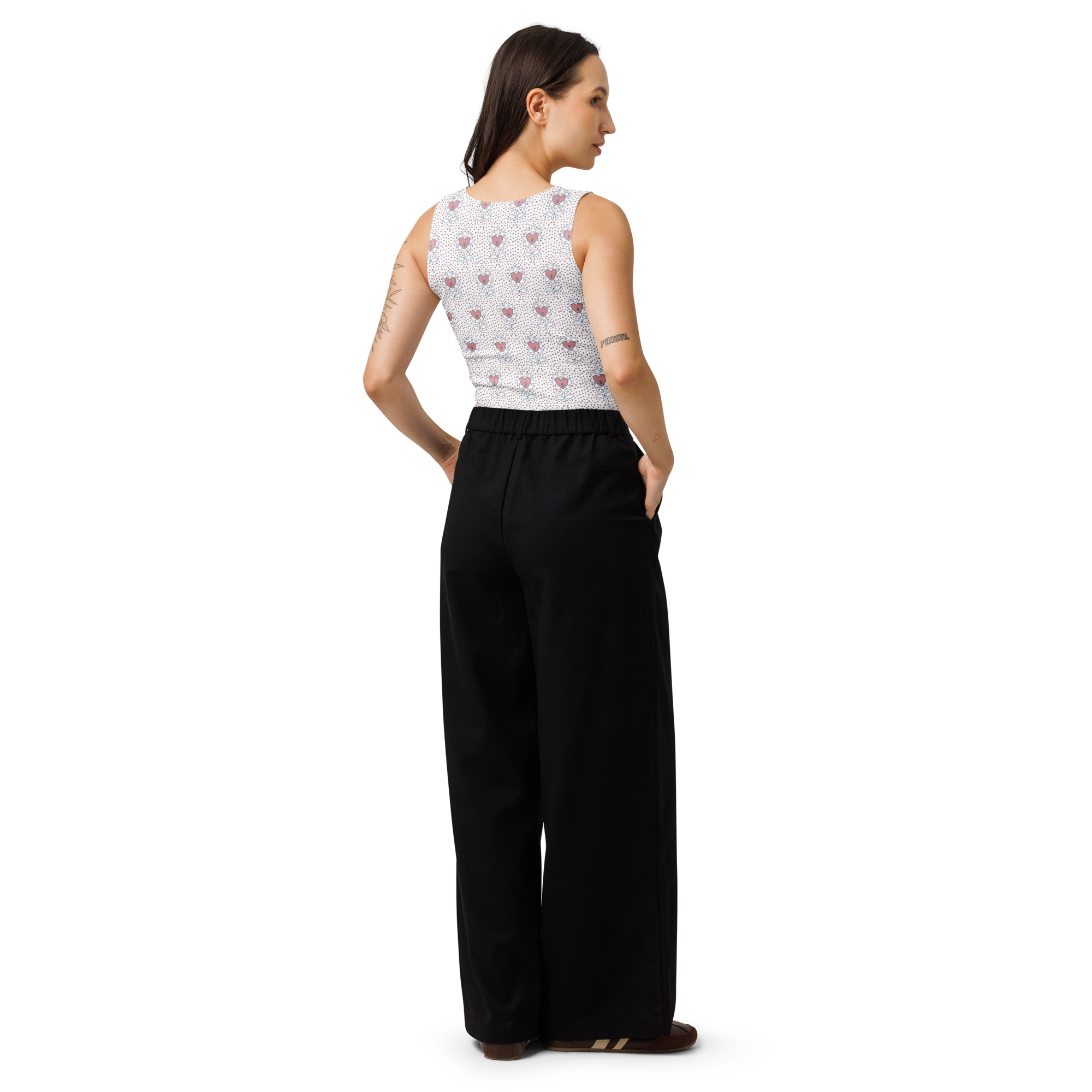 Flower and hearts Cotton crop top - Alivwood