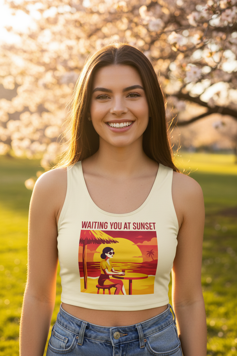 Waiting you at sunset Cotton crop top - Alivwood