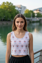 Flower and hearts Cotton crop top - Alivwood
