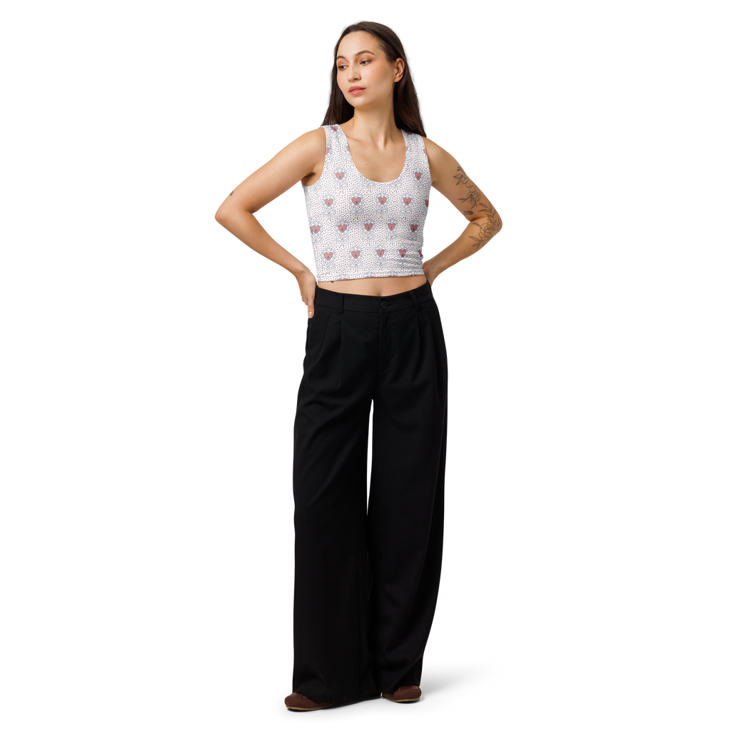 Flower and hearts Cotton crop top - Alivwood
