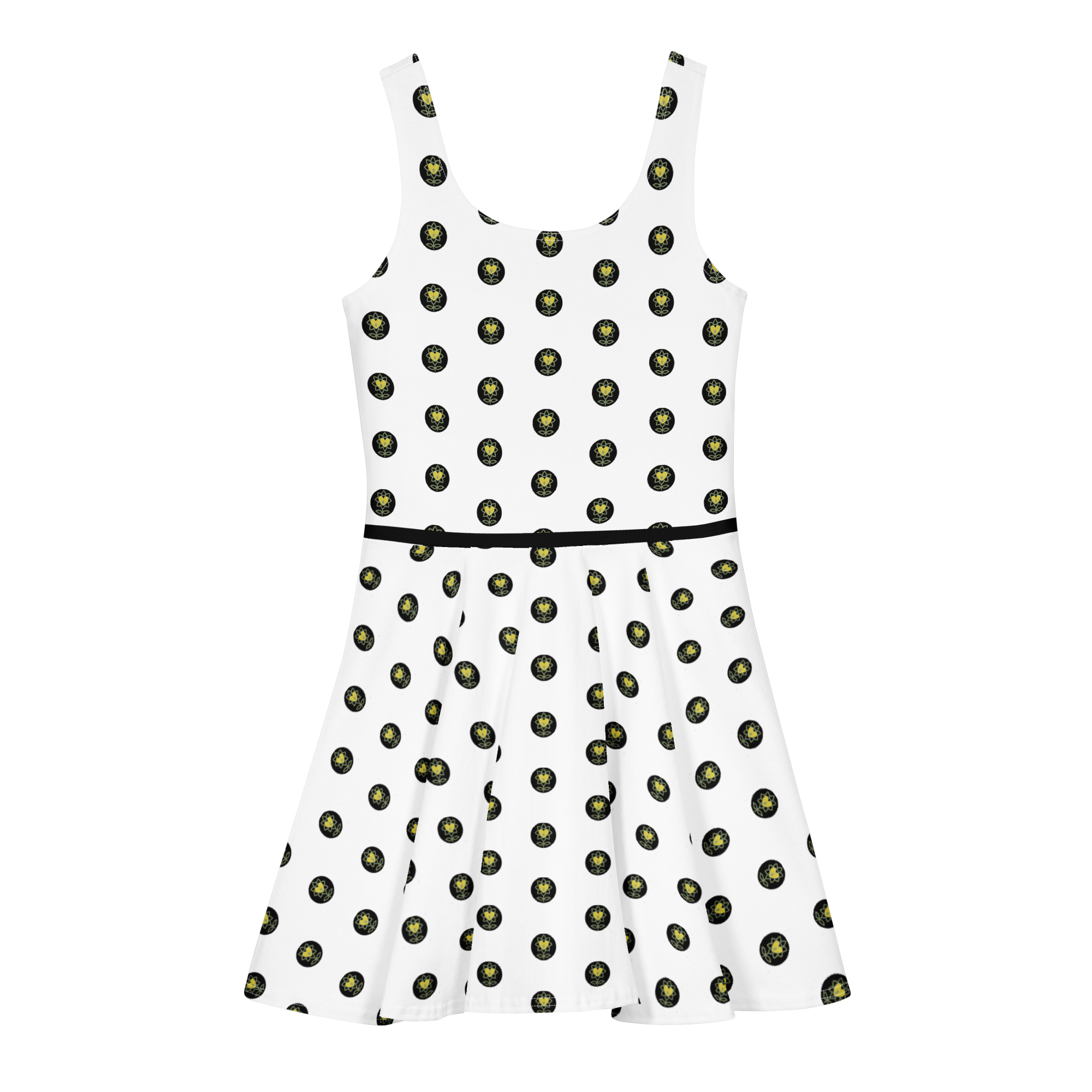 Logo Polka-dot white Cotton skater dress - Alivwood