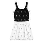 Alivwood flower Top Black Bottom White Cotton skater dress - Alivwood