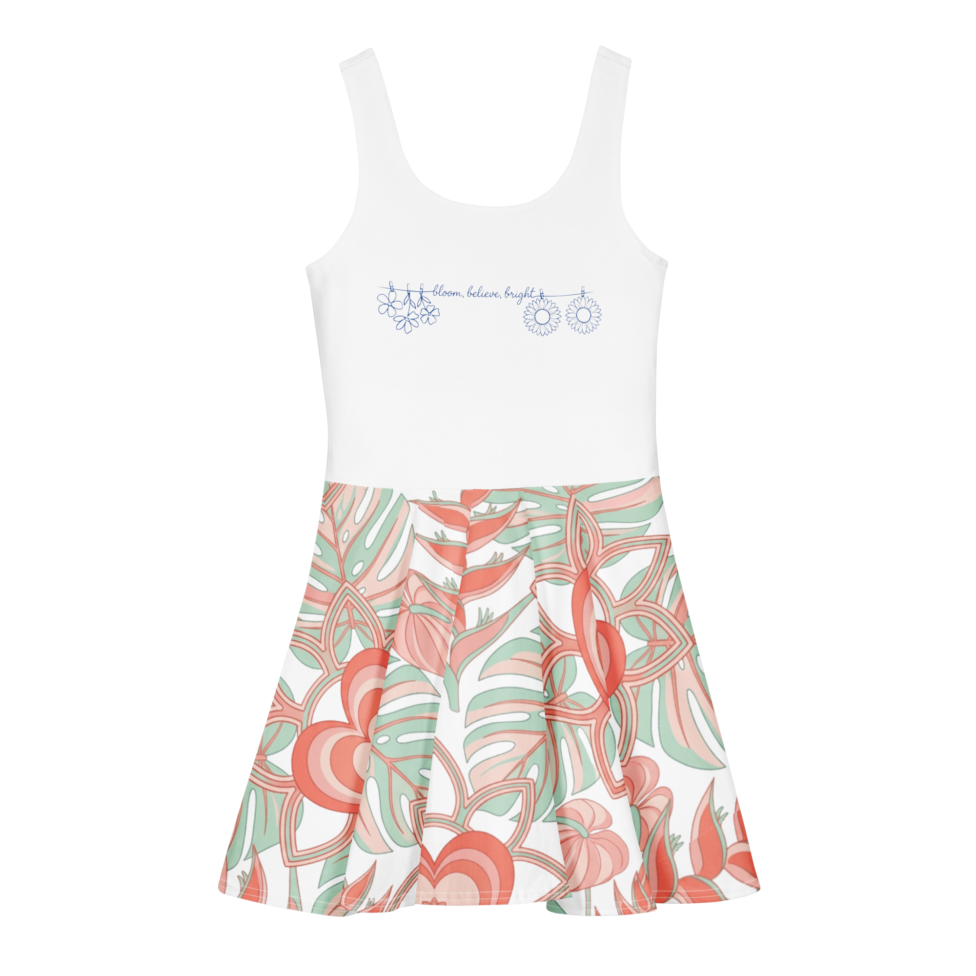 Alivwood Logo Floreal Cotton skater dress - Alivwood