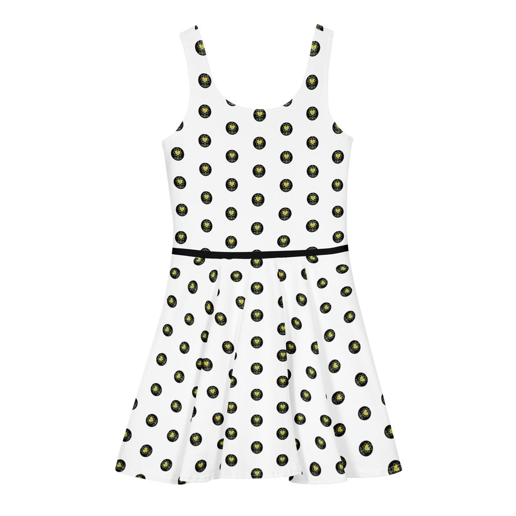 Logo Polka-dot white Cotton skater dress - Alivwood
