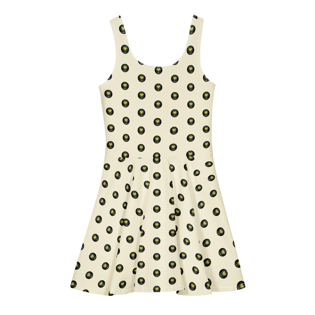 Logo Polka-dot Apricot White Cotton skater dress - Alivwood