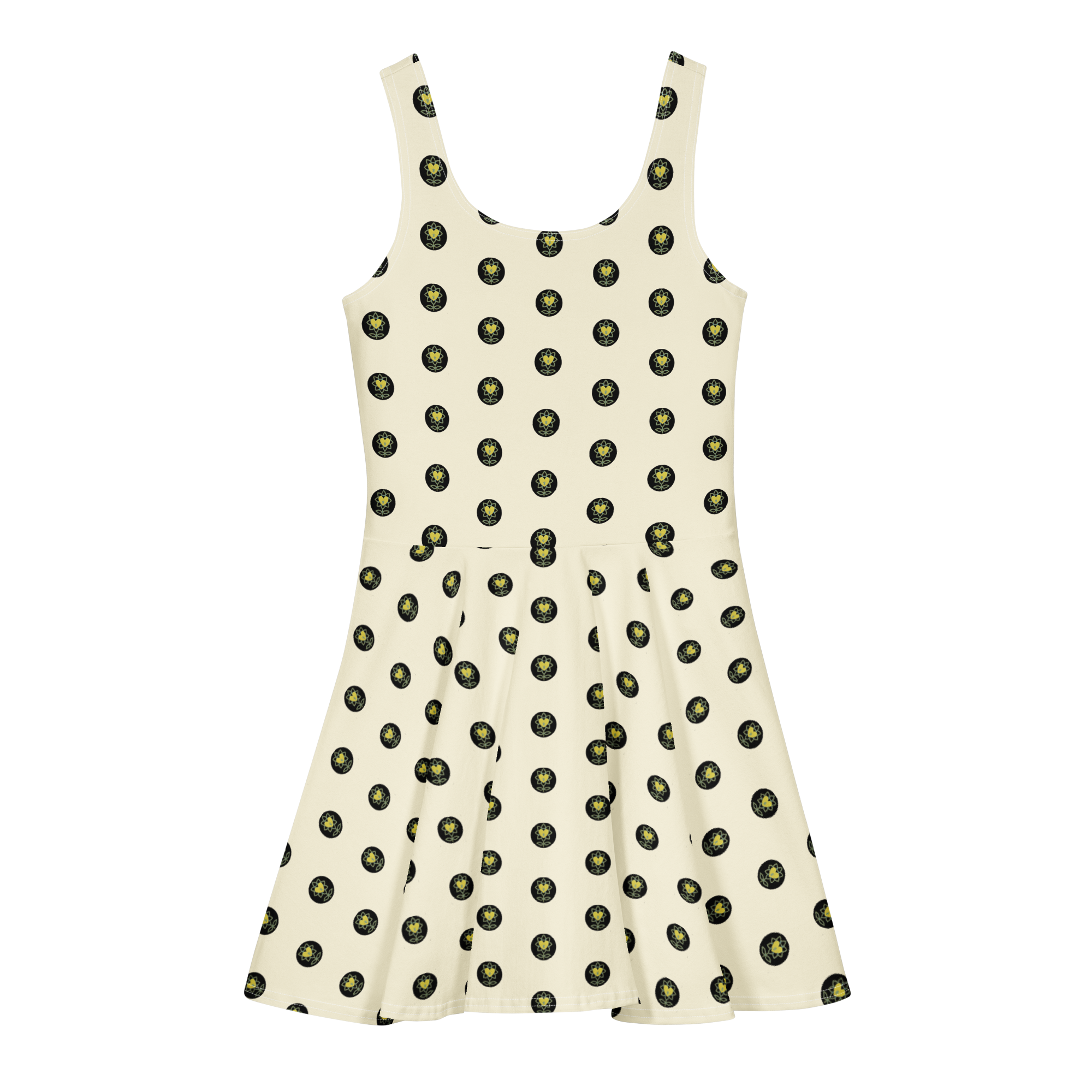 Logo Polka-dot Apricot White Cotton skater dress - Alivwood