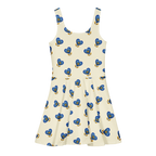Blue Heart Apricot White Cotton skater dress - Alivwood