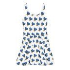 Blue Heart White Cotton skater dress - Alivwood