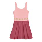 BlueHeart and Flower Mixed color Cotton skater dress - Alivwood