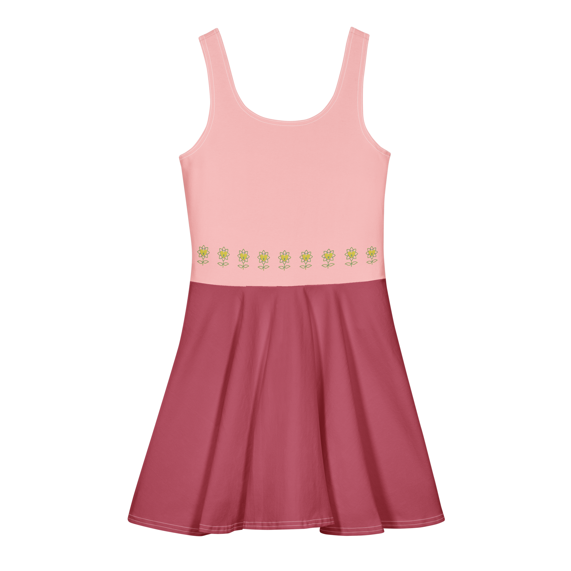 BlueHeart and Flower Mixed color Cotton skater dress - Alivwood