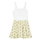 BlueHeart and Flower Apricot White Cotton skater dress - Alivwood