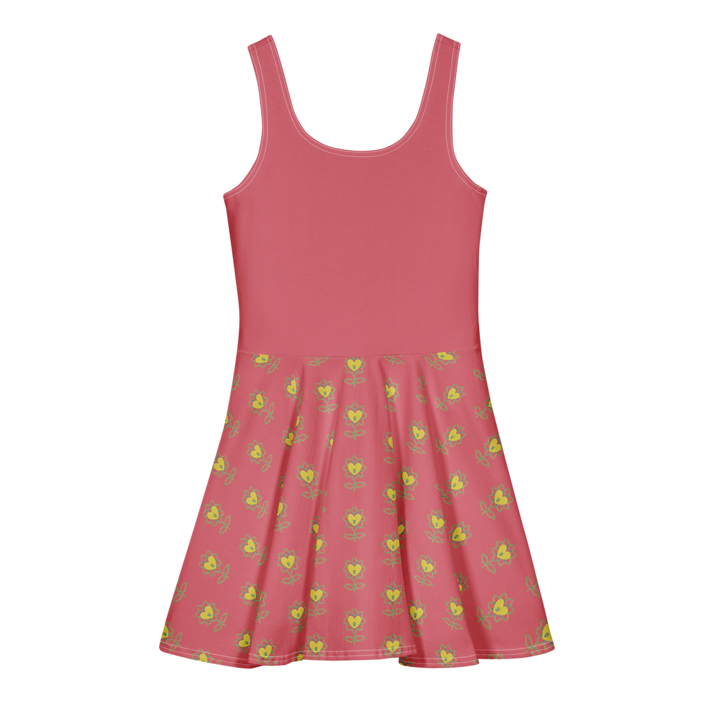 BlueHeart and Flower Cabaret Cotton skater dress - Alivwood