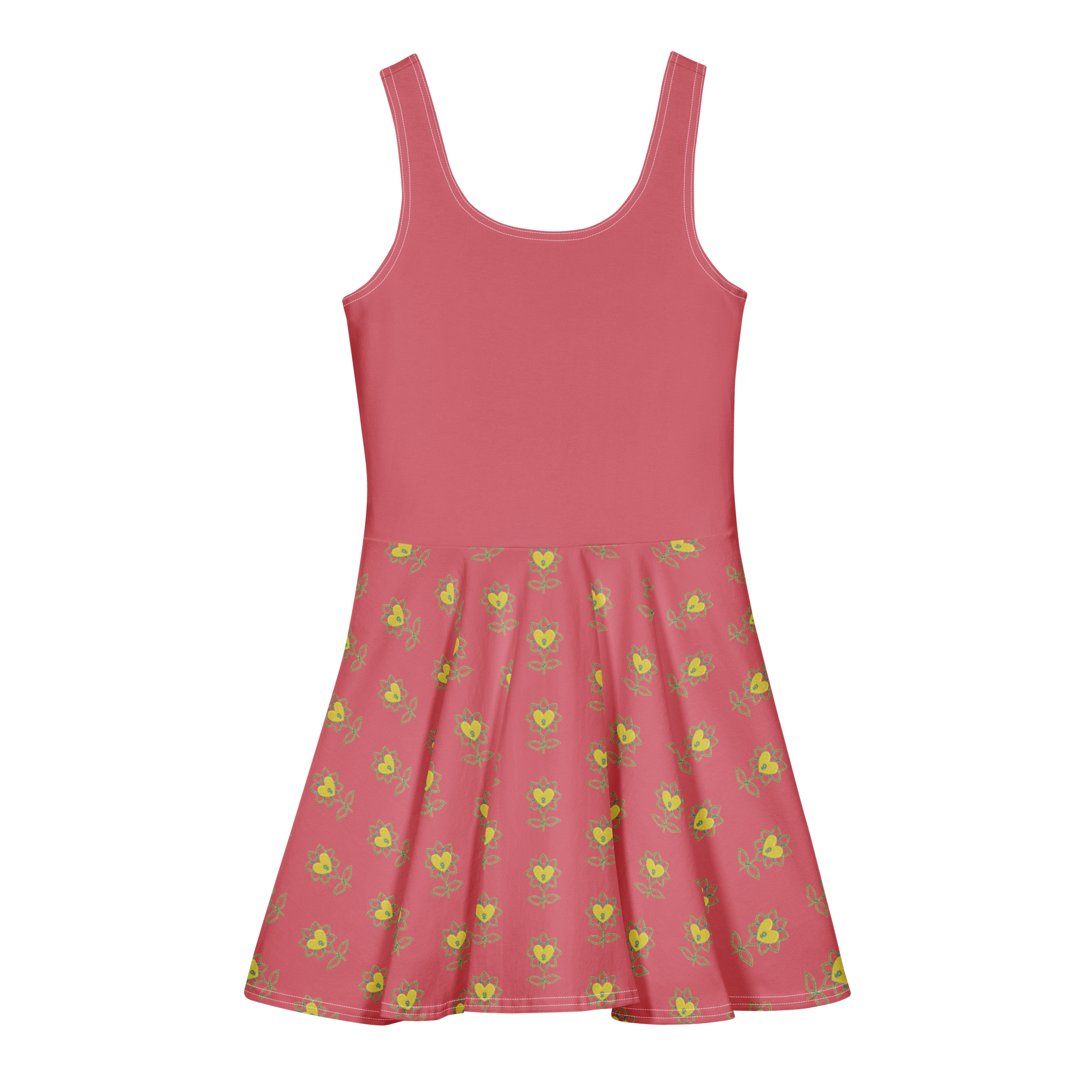 BlueHeart and Flower Cabaret Cotton skater dress - Alivwood