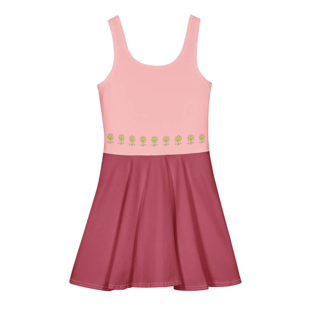 BlueHeart and Flower Mixed color Cotton skater dress - Alivwood