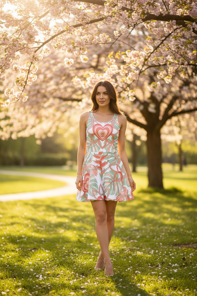 Logo Floreal Cotton skater dress - Alivwood