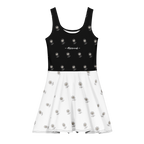 Alivwood flower Top Black Bottom White Cotton skater dress - Alivwood
