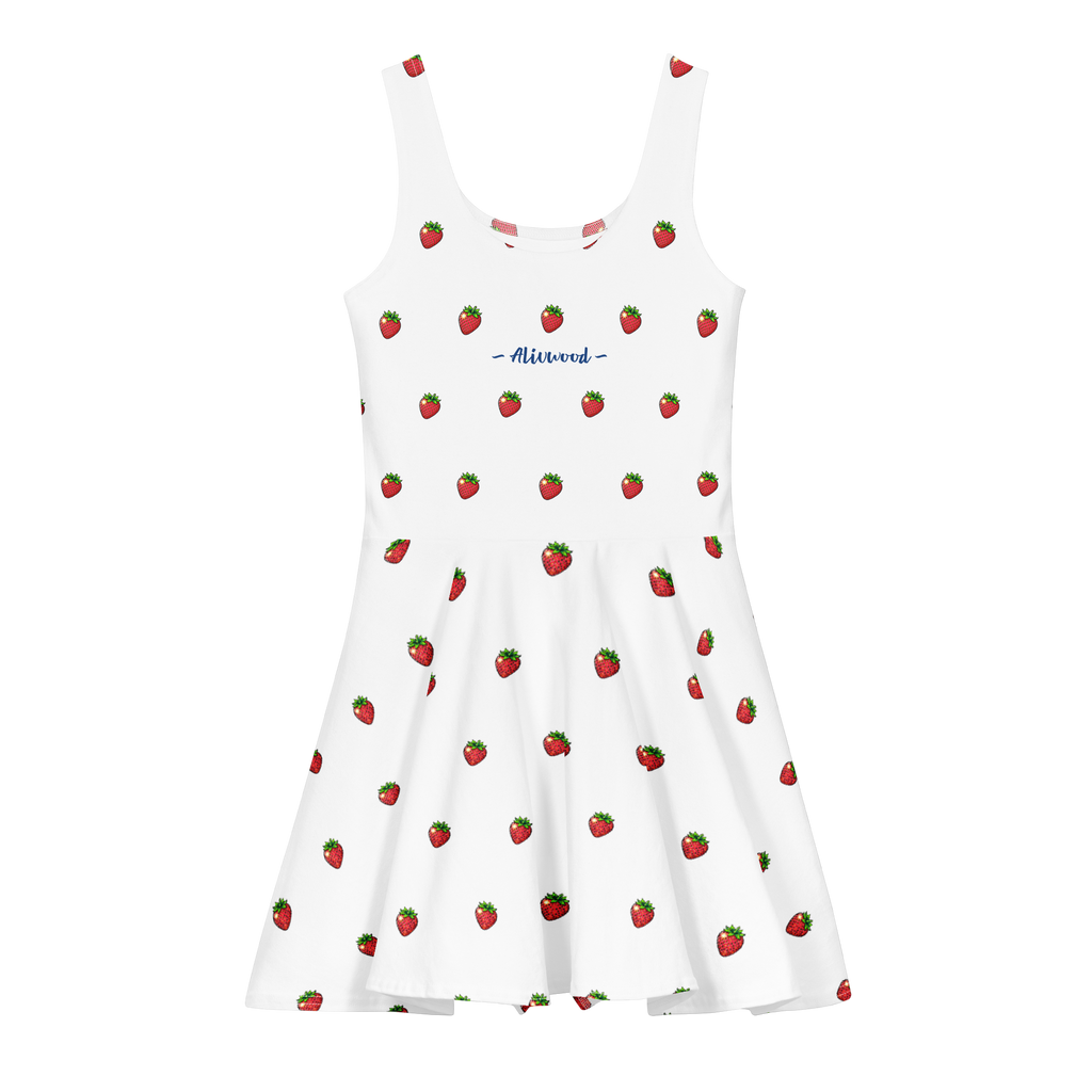 Strawberry white Alivwood Cotton skater dress - Alivwood