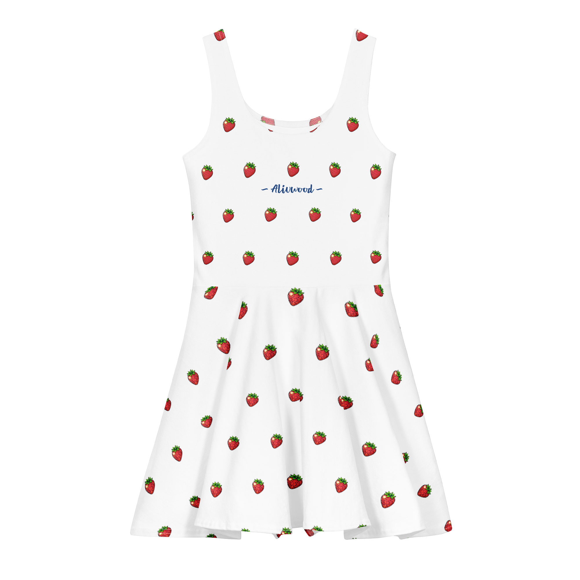 Strawberry white Alivwood Cotton skater dress - Alivwood