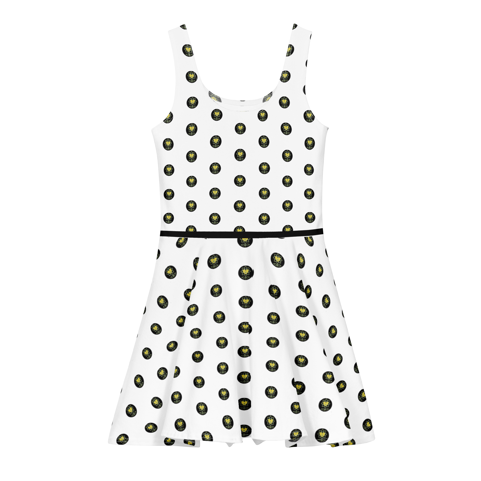 Logo Polka-dot white Cotton skater dress - Alivwood