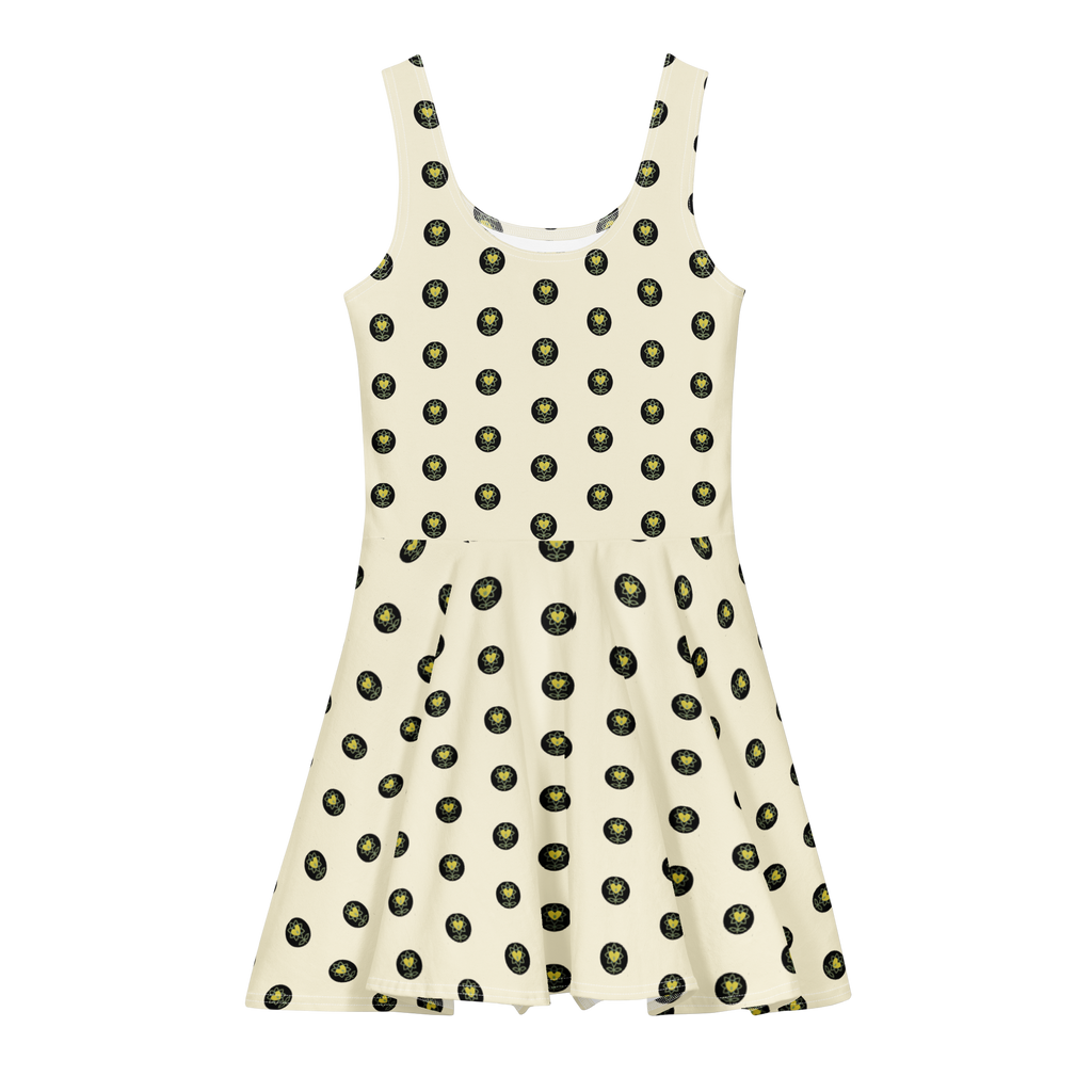 Logo Polka-dot Apricot White Cotton skater dress - Alivwood