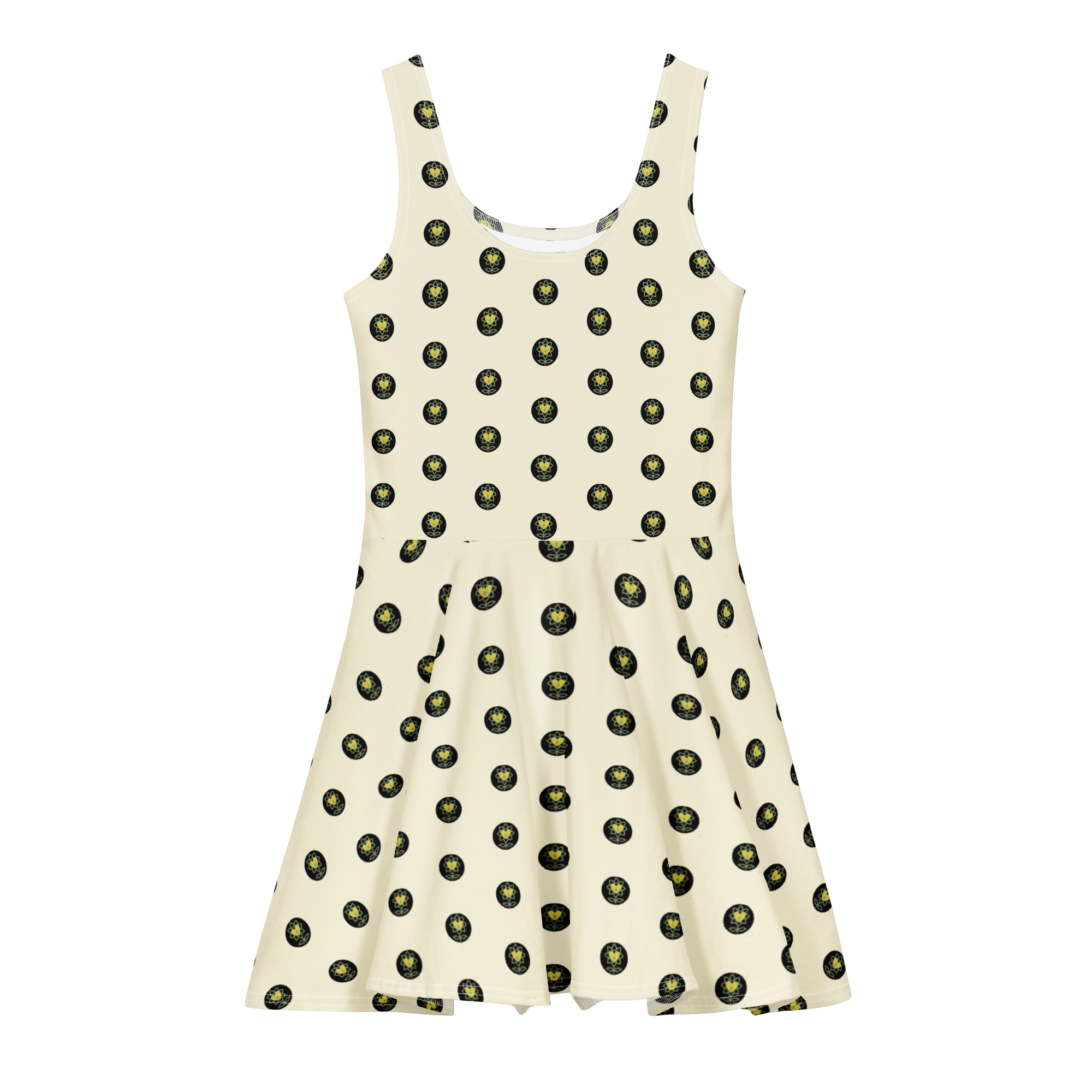 Logo Polka-dot Apricot White Cotton skater dress - Alivwood