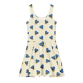Blue Heart Apricot White Cotton skater dress - Alivwood