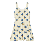 Blue Heart Apricot White Cotton skater dress - Alivwood