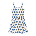 Blue Heart White Cotton skater dress - Alivwood