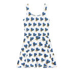 Blue Heart White Cotton skater dress - Alivwood