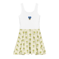 BlueHeart and Flower Apricot White Cotton skater dress - Alivwood