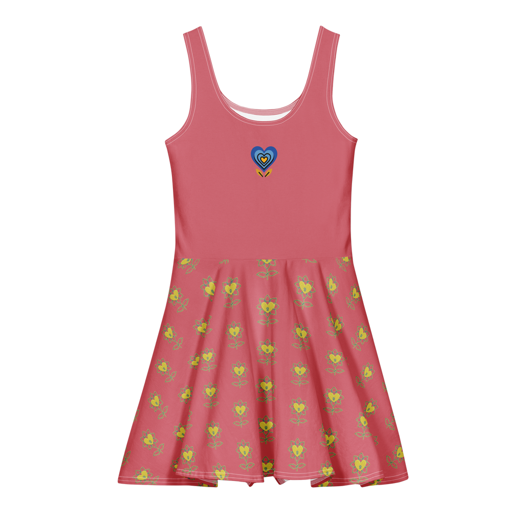 BlueHeart and Flower Cabaret Cotton skater dress - Alivwood