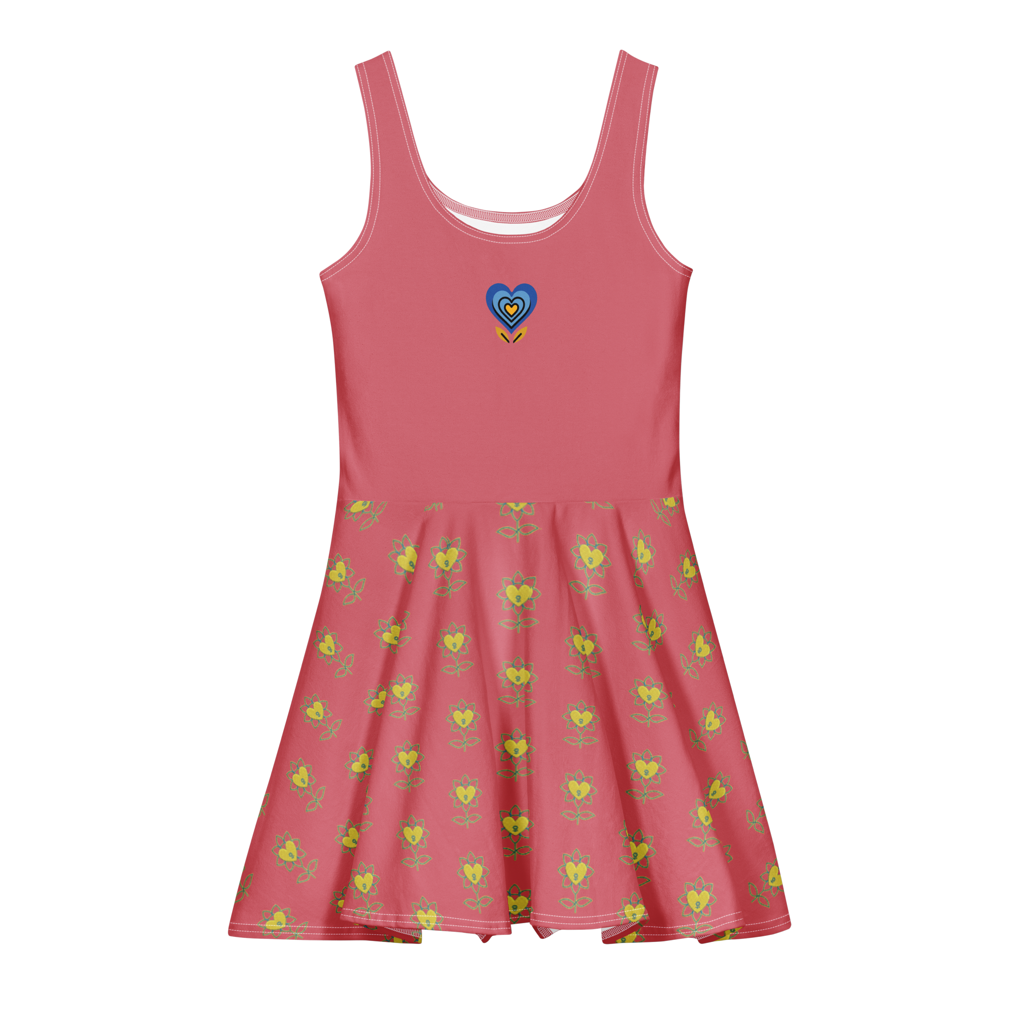 BlueHeart and Flower Cabaret Cotton skater dress - Alivwood