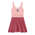 BlueHeart and Flower Mixed color Cotton skater dress - Alivwood