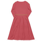 Blue Heart and Flowers All-over print long sleeve midi dress - Alivwood