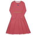 Blue Heart and Flowers All-over print long sleeve midi dress - Alivwood