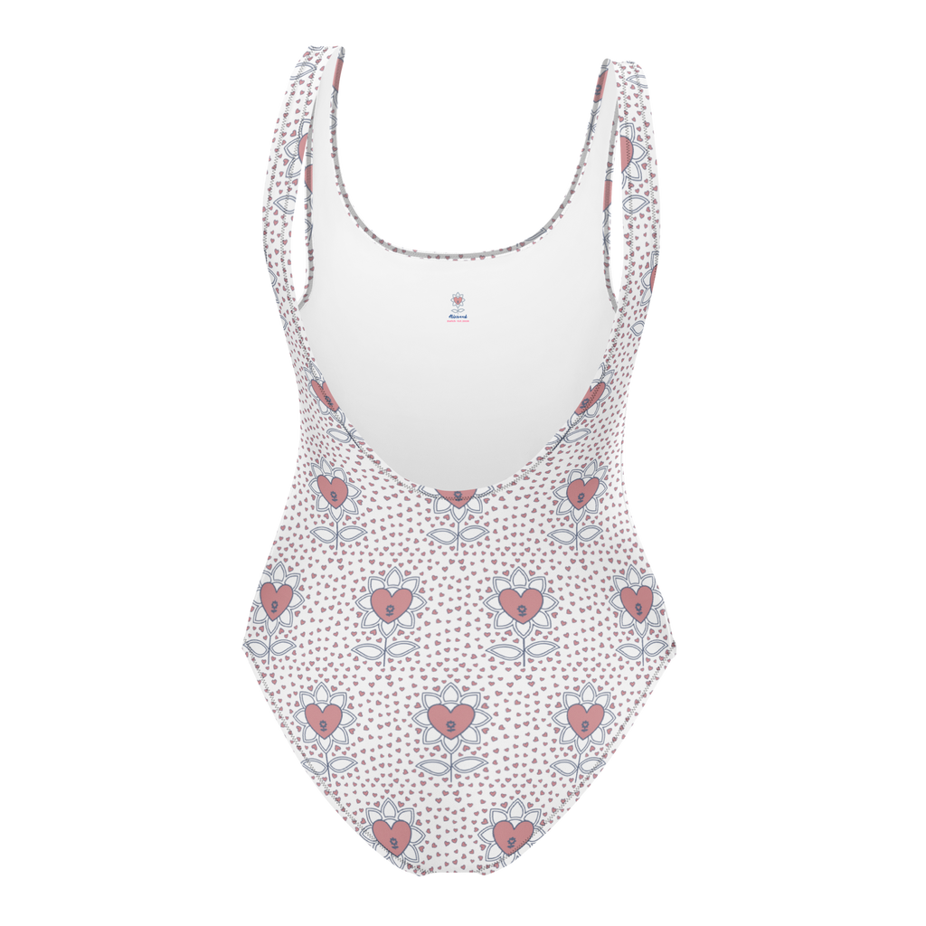 Flower and hearts One-Piece Swimsuit - Alivwood
