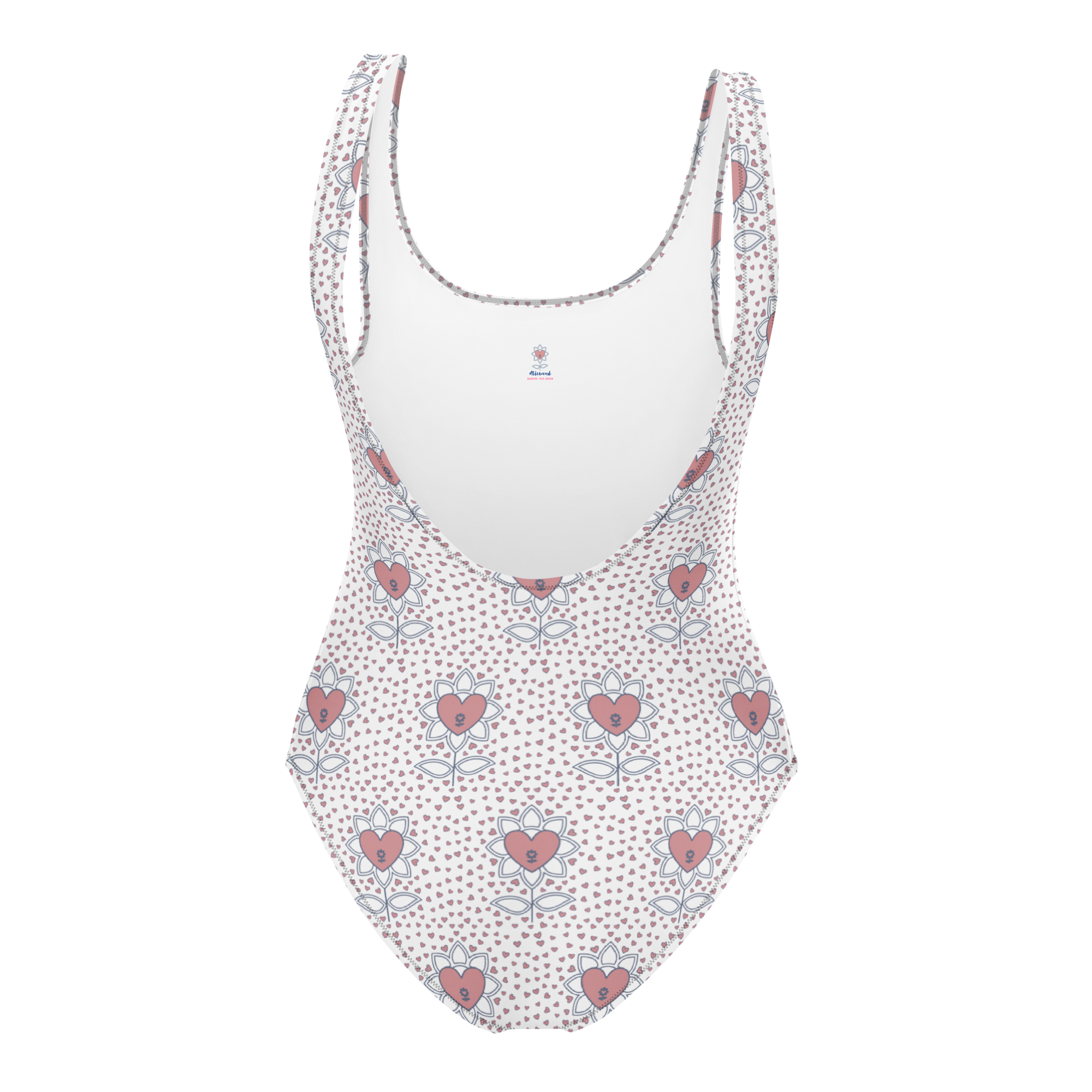 Flower and hearts One-Piece Swimsuit - Alivwood