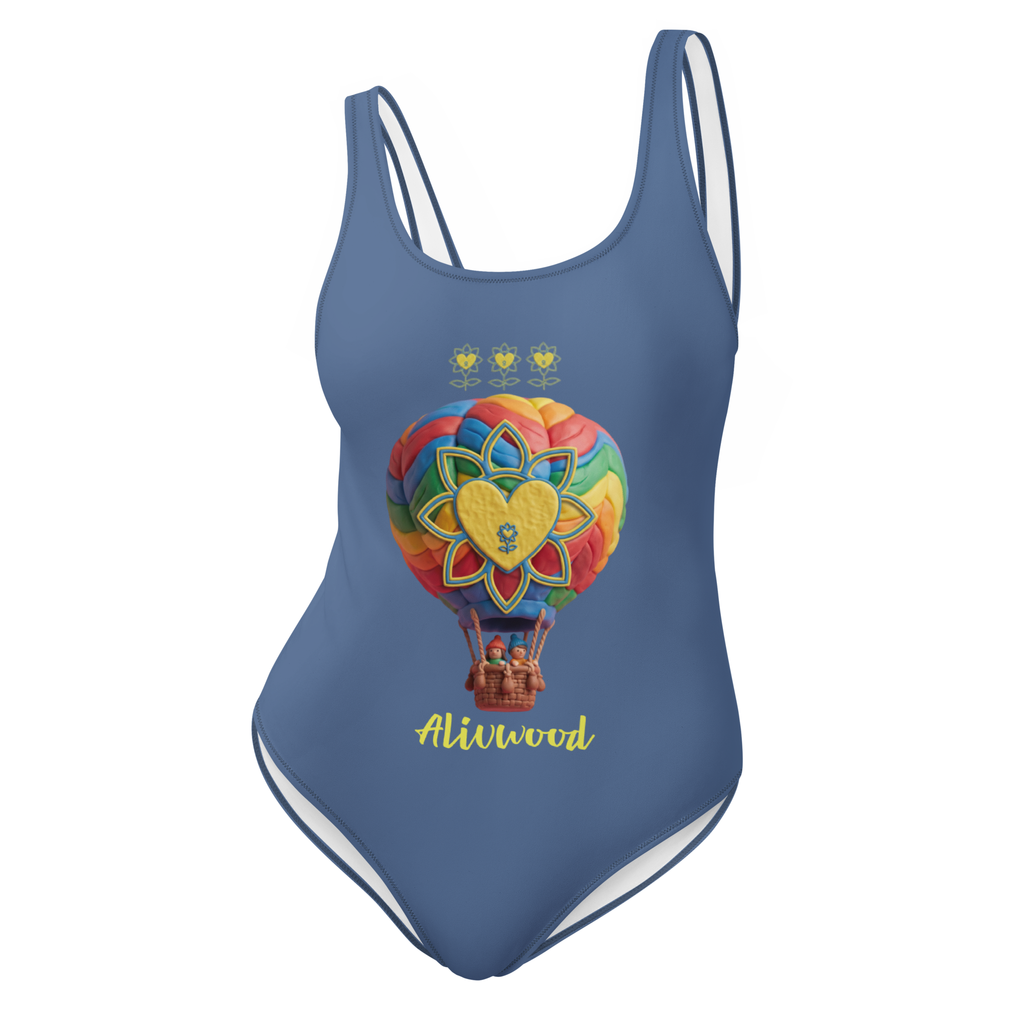 Air Balloon Kashmir Blue One-Piece Swimsuit - Alivwood